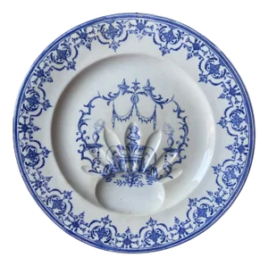 Antique Majolica Asparagus Plate by Jules Vieillard & Cie