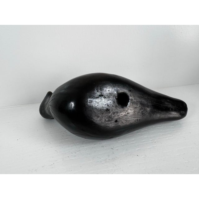 Black Pair of Vintage Mexican Black Clay Bird Sculptures, Mid-Century Folk Art For Sale - Image 8 of 12