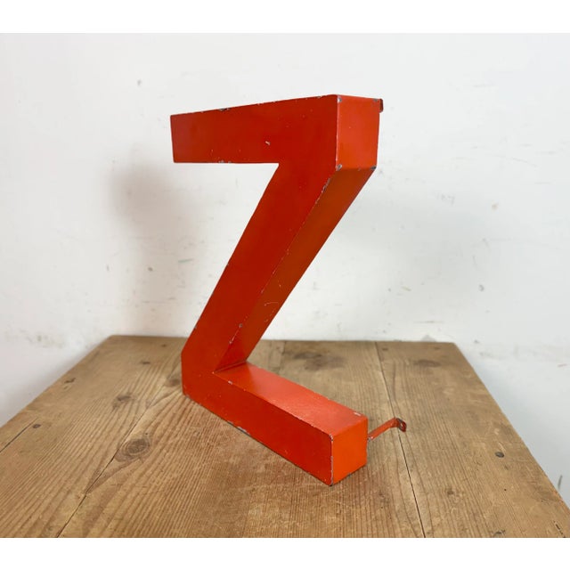 Vintage Red Iron Facade Letter Z, 1970s For Sale - Image 4 of 11