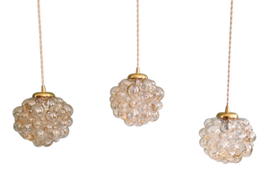 Amber Bubble Glass Pendant Lights by Helena Tynell for Glashütte Limburg, 1970s, Set of 3