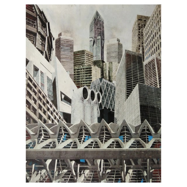 Luis Fernandez, City Scene, 2010, Mixed Media on Paper For Sale