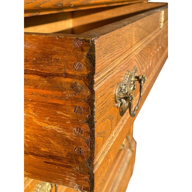 Antique 1800's Eastlake Oak Dresser – Hand Carved – Original Hardware For Sale - Image 11 of 18