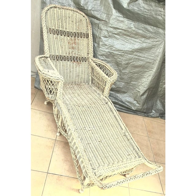 1920's White Wicker Chaise Lounge Chairish