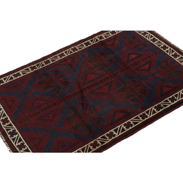 Hand knotted in wool and goat hair, this 4x6 Baluch rug represents a new line of tribal carpets in the Modern Classics...