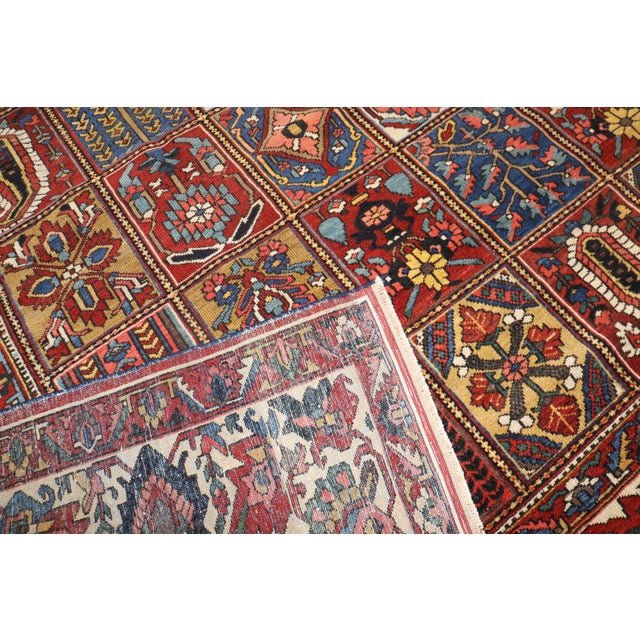 Early 20th Century Zabihi Collection Persian Bakhtiari Garden Box Square Room Size Rug - 10'7" x 10'10" For Sale - Image 4 of 10