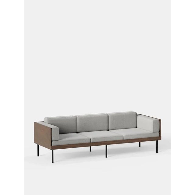 Grey cut sofa by kann design dimensions: d 80 x w 230 x h 72 cm. Materials: solid wood, steel, wood veneer, hr foam,...