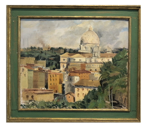 Luigi Surdi, La Basilique Saint-Pierre, Rome, 1942, Oil on Wood, Framed
