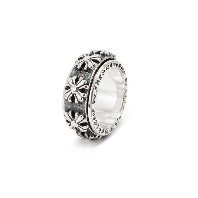 Modern Men’s Chrome Hearts 925 Sterling Silver Spinner Ch X Band Ring, Size 9 For Sale - Image 3 of 8