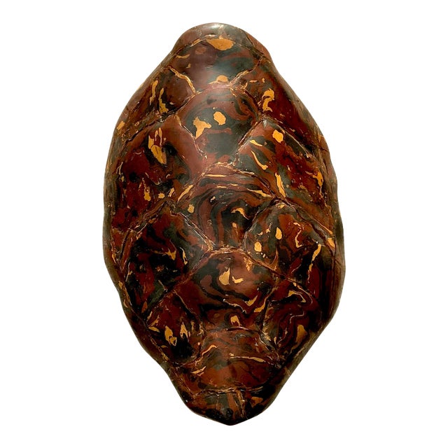 Vintage Boho Artisanal Pigmented Plaster Scagliola Turtle Shell For Sale