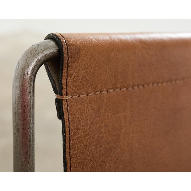 Pair of Verner Panton Style Leather Sling Lounge Chairs For Sale - Image 11 of 12