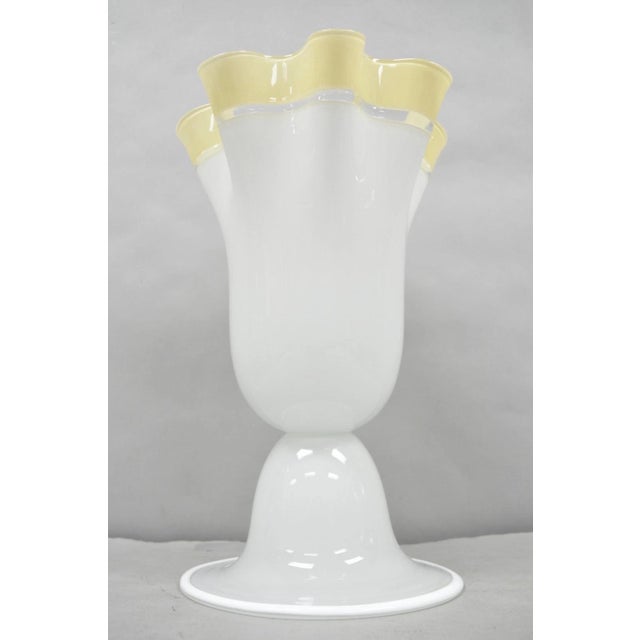 Vintage Italian Murano Mid Century Modern White Glass Handkerchief Table Lamp For Sale - Image 14 of 14
