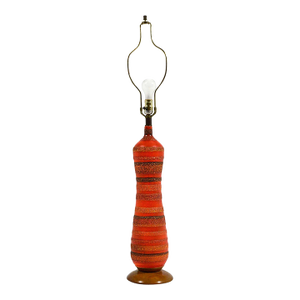 Phil-Mar Ceramic Table Lamp with Rich Orange Glaze