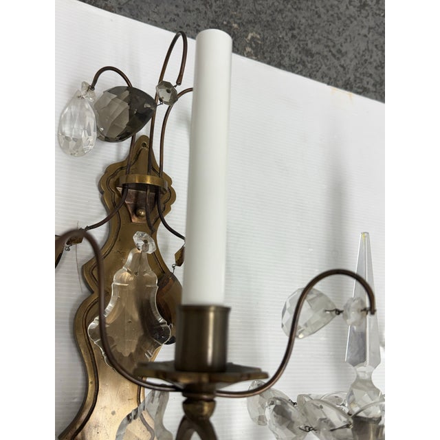 Hollywood Regency Crystal Prism Five Light Wall Sconce, Vintage For Sale In San Francisco - Image 6 of 12