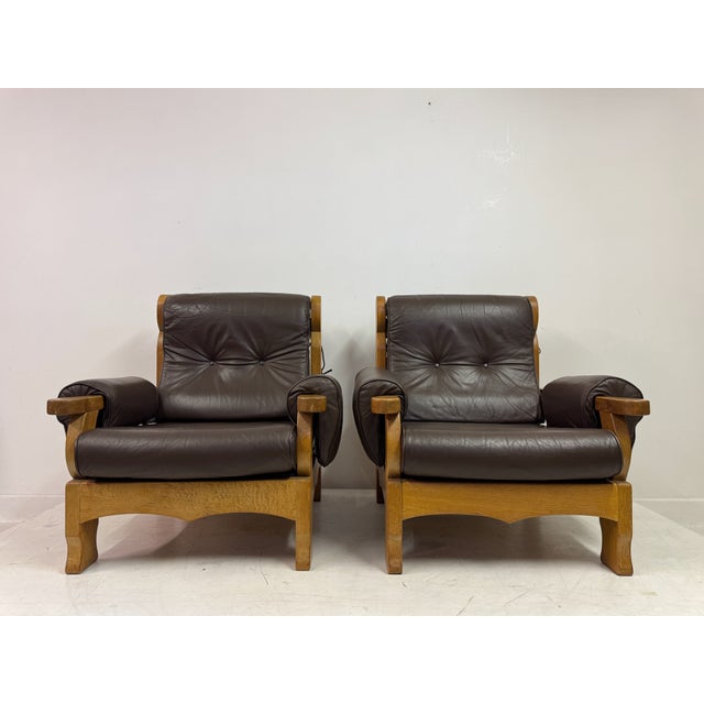 Brutalist Oak Armchairs, 1960s, Set of 2 For Sale - Image 16 of 18