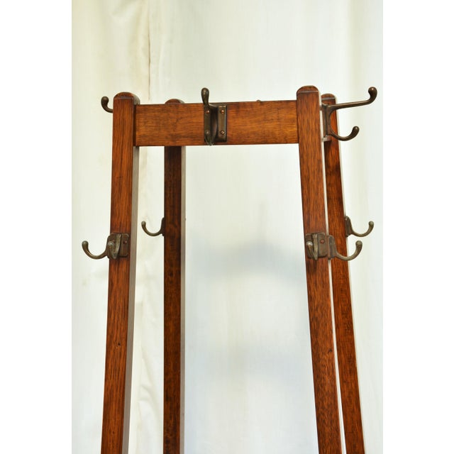1940s Antique English Arts and Crafts Hall Stand Coat Stand Rack, 1900 For Sale - Image 5 of 18