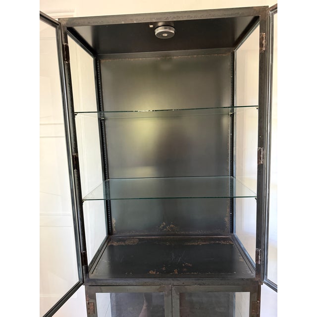 Industrial Iron & Glass Display Cabinet For Sale - Image 13 of 15