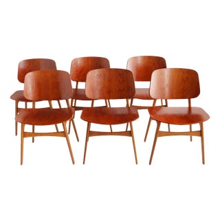 Danish Model 155 Shell Chairs by Børge Mogensen for Soborg, 1950, Set of 6 For Sale