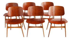 Danish Model 155 Shell Chairs by Børge Mogensen for Soborg, 1950, Set of 6