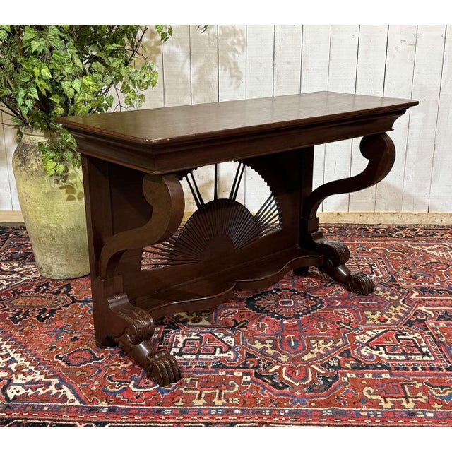Louis Philippe Indonesian Teak Dismountable Console Table, 1950s For Sale - Image 3 of 18