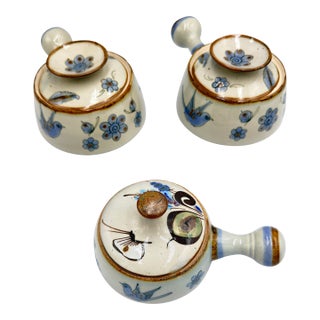 1950s Ken Edwards El Palomar Tonala Pottery Folk-Art Covered Serving Dishes - Set of 3 For Sale