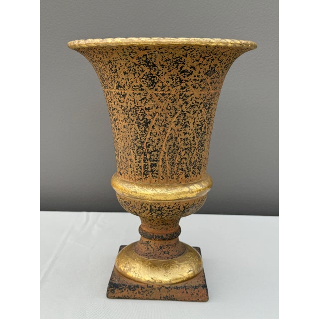 1960s Italian Hand-Painted Bronze & Gold Tortoise Shell Clay Pottery Urn For Sale - Image 6 of 10