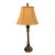 Bronze Finish Metal and Stone Lamp With Custom Silk Shade For Sale