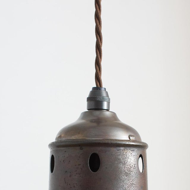 1940s Large Vintage Glass Holophane Frill Pendant Light, 1940s For Sale - Image 5 of 9