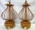 Mid-Century Modern 1960's Modernist Bent Rattan With Stacked Wood & Brass Lamps With Finials For Sale - Image 3 of 11