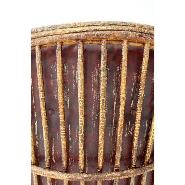 Antique Rattan Lounge Chair With Oxblood Cushions For Sale - Image 12 of 18