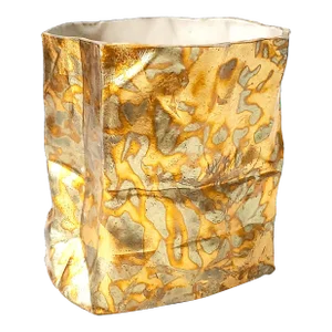 Vase Ceramic Paper Bag Trompe l'Oeil