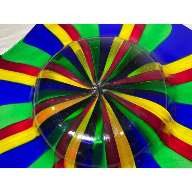 Glass Vintage Italian Oggetti Hand Blown Fused Glass Center Piece Bowl Sculpture Art For Sale - Image 7 of 9