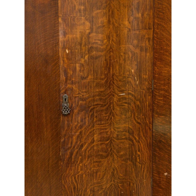 Art Deco Early 20th Century Art Deco Oak Armoire With Curved Center Door For Sale - Image 3 of 11