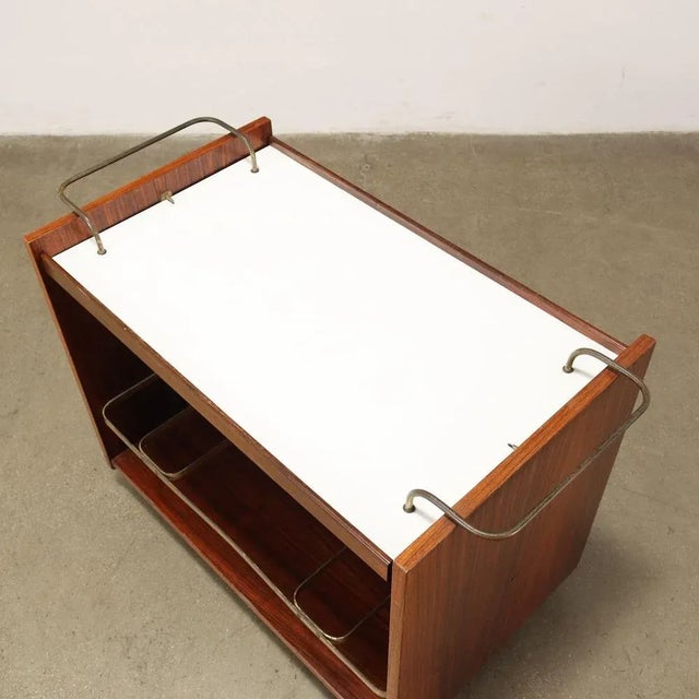 Metal Serving Trolley in Wood, Italy, 1960s For Sale - Image 7 of 10