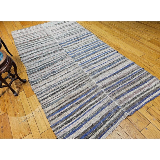 Vintage Turkish Kilim Rug, Handwoven Wool, Earth Tones Stripe Pattern, 6x10 For Sale In Chicago - Image 6 of 9