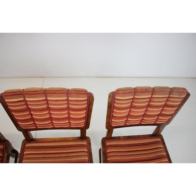 Art Deco Walnut Veneer Dining Chairs, Czechoslovakia, 1930s, Set of 4 For Sale - Image 10 of 18