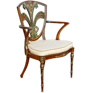 Edwardian Satinwood and Painted Armchair