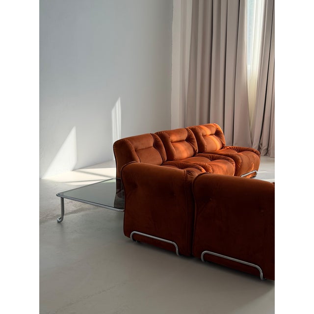 Italian Modernism Burnt Orange Modular Sofa, 1970s For Sale - Image 6 of 9