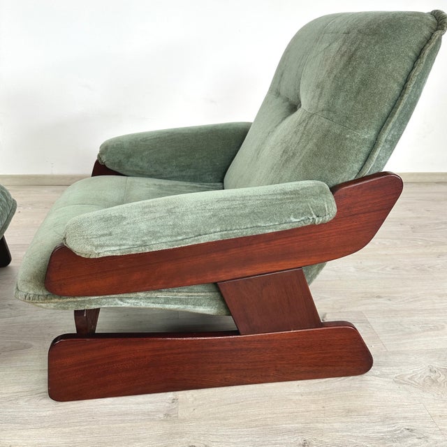 Light Green Italian Lounge Chairs - A Pair For Sale - Image 8 of 9
