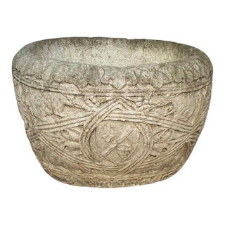 Antique Italian Relief Carved Istrian Marble Planter For Sale