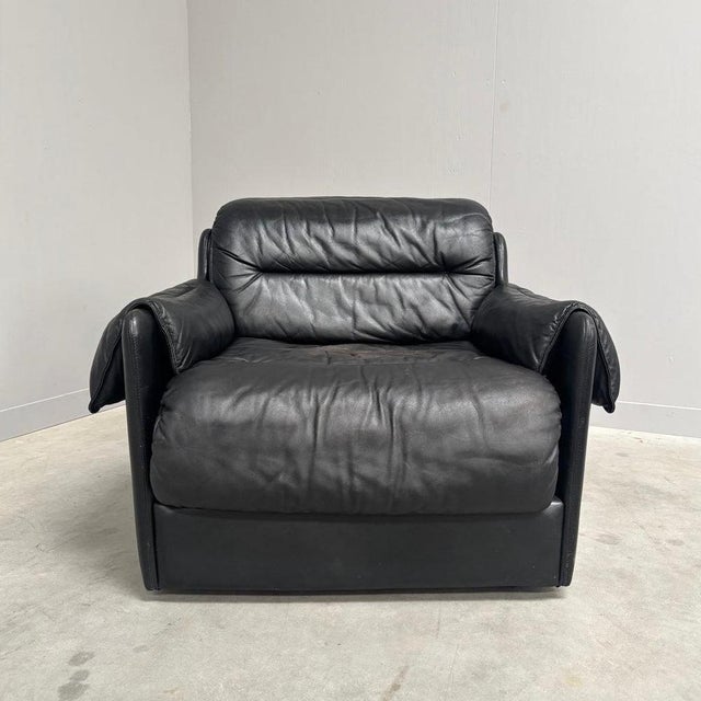 Black Leather Club Chair by Dreipunkt, 1970s For Sale - Image 3 of 15