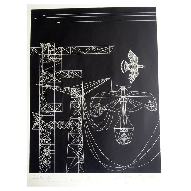 Dainis Rozkalns, Wings, 1975, Woodcut For Sale