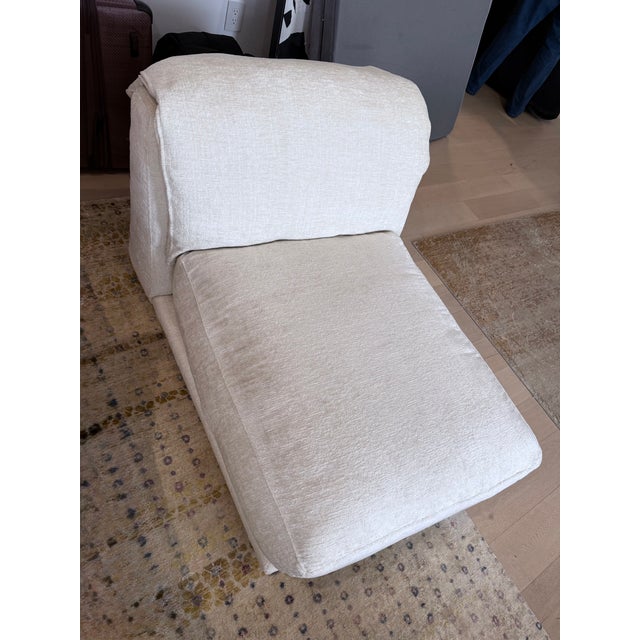 Modern Montauk "Jill" Armless Chair in Light Cream Off-White Velvet For Sale - Image 3 of 8