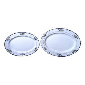1940s Noritake Sheridan Oval Serving Platters – Set of 2 – Floral Gold Trim