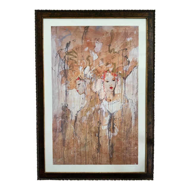 Vintage Marta Wiley Renaissance Sepia 1 Hand Embellished Lithograph / Signed #132/195 For Sale