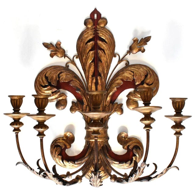 Antique Italian Fleur De Lys Wall Candle Sconce For Sale - Image 9 of 9