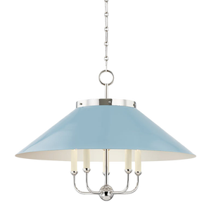 Hudson Valley Lighting Mark D. Sikes Clivedon 5-Light Chandelier, Polished Nickel/Blue Bird