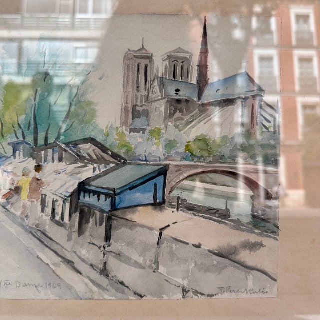 Timoteo Pérez Rubio, View of Notre Dame from Quai De La Tournelle, 1969, Watercolor on Paper For Sale - Image 9 of 18