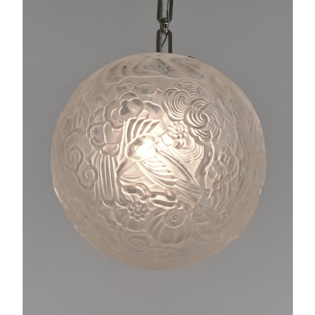 Metal Hettier & Vincent Large French Art Deco Pendant Light 1930s For Sale - Image 7 of 16