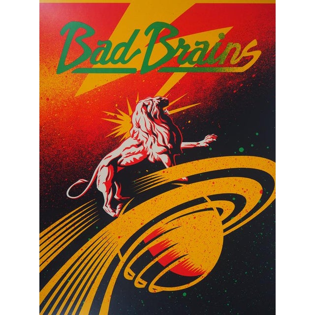 Shepard FAIREY aka OBEY GIANT and Bad Brains (1970) Into the future Original color screen print and Bad Brains Signed and...