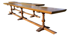English Oak Trestle Tables, Set of 2